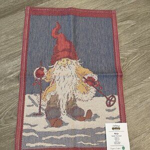 Ekelund Organic Cotton Hand Towel Christmas Gnome Skiing Sweden NWT